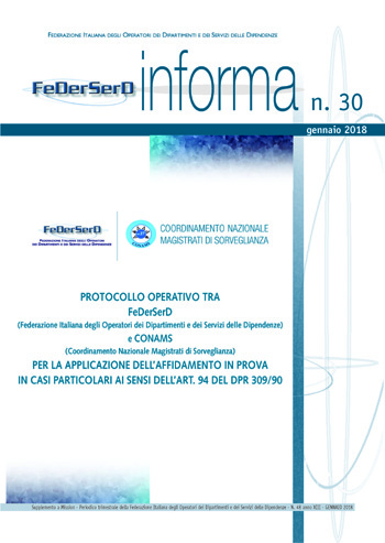 PROTOCOLLO OPERATIVO TRA FeDerSerD e CONAMS PER L'APPLICAZIONE DELL'AFFIDAMENTO IN PROVA IN CASI PARTICOLARI AI SENSI DELL'ART. 94 DEL DPR 309/90